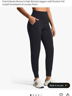 ColorfulKoala High-Waist Black Jogger Pants with Pockets